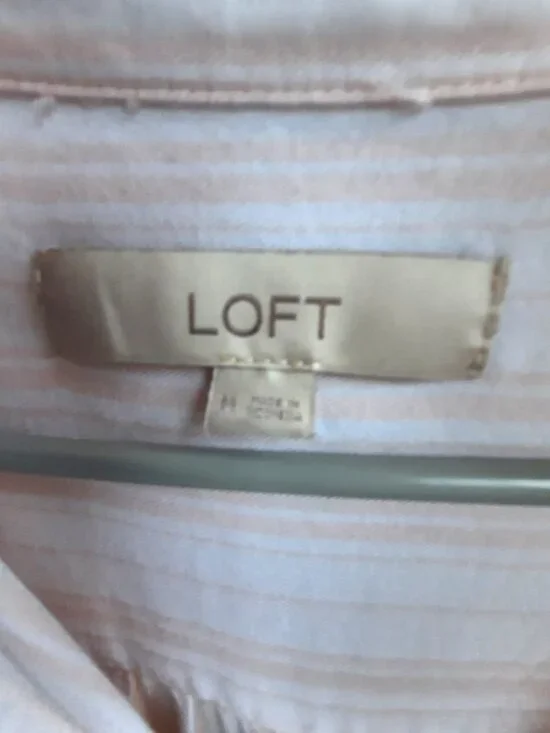Loft long button down shirt, subtle shades of peach and white stripes - Picture 6 of 6